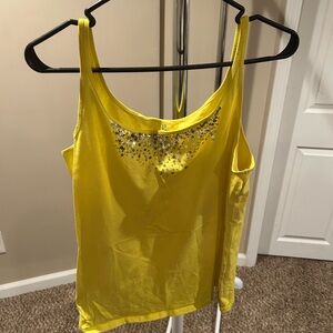Yellow Embellished Women's Tank Top